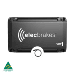 Elecbrakes VM1 brake controller on white background with Australian Made logo